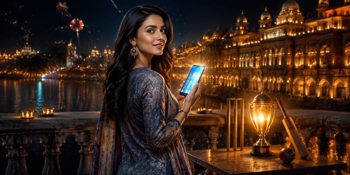 Lady enjoying cricket betting at Lucknow old city
